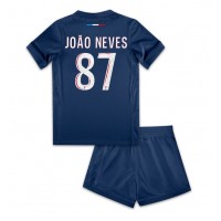 Paris Saint-Germain Joao Neves #87 Hjemmebanesæt Børn 2024-25 Kortærmet (+ Korte bukser)